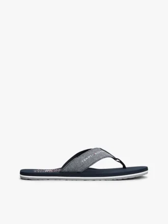 Chinelos de linho chambray