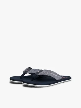 Chinelos de linho chambray