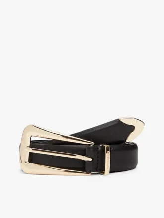 Cinto de couro com ferragens de estilo western