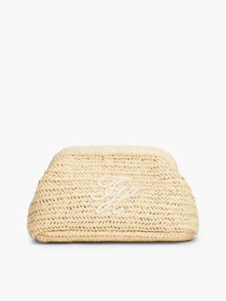 Clutch de ráfia com monograma Script