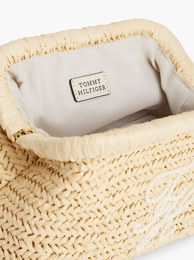 Clutch de ráfia com monograma Script Clutch de ráfia com monograma Script