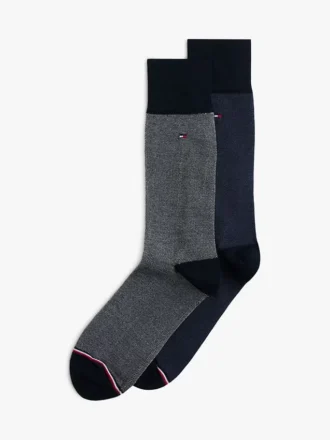 Conjunto de 2 pares de meias de piqué contrastantes Conjunto de 2 pares de meias de piqué contrastantes