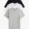 Conjunto de 3 camisolas interiores clássicas de algodão com gola redonda Conjunto de 3 camisolas interiores clássicas de algodão com gola redonda
