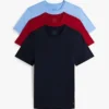 Conjunto de 3 camisolas interiores clássicas de algodão com gola redonda Conjunto de 3 camisolas interiores clássicas de algodão com gola redonda