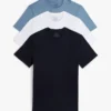 Conjunto de 3 camisolas interiores clássicas de algodão com gola redonda Conjunto de 3 camisolas interiores clássicas de algodão com gola redonda