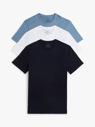 Conjunto de 3 camisolas interiores clássicas de algodão com gola redonda