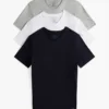 Conjunto de 3 camisolas interiores de algodão clássicas com decote em V Conjunto de 3 camisolas interiores de algodão clássicas com decote em V