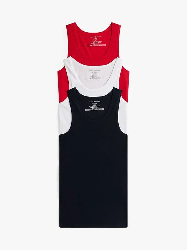 Conjunto de 3 camisolas sem mangas clássicas de algodão Conjunto de 3 camisolas sem mangas clássicas de algodão