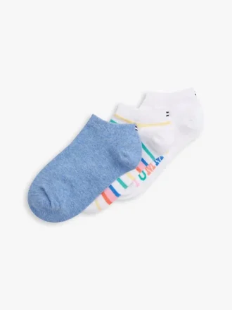 Conjunto de 3 pares de meias curtas coloridas para criança