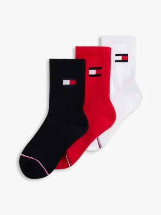 Conjunto de 3 pares de meias de cano curto com logótipo da bandeira para criança