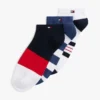 Conjunto de 3 pares de meias desportivas de cano curto com riscas Conjunto de 3 pares de meias desportivas de cano curto com riscas