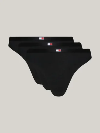 Conjunto de 3 tangas Tommy Jeans com logótipo da bandeira Conjunto de 3 tangas Tommy Jeans com logótipo da bandeira