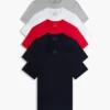 Conjunto de 5 camisolas interiores clássicas de algodão com gola redonda Conjunto de 5 camisolas interiores clássicas de algodão com gola redonda