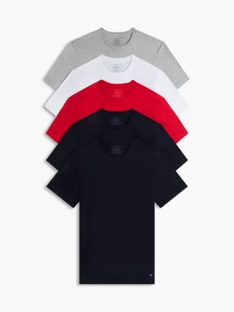 Conjunto de 5 camisolas interiores clássicas de algodão com gola redonda