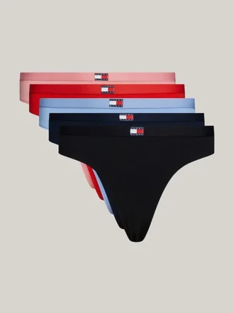 Conjunto de 5 tangas Tommy Jeans com logótipo da bandeira Conjunto de 5 tangas Tommy Jeans com logótipo da bandeira