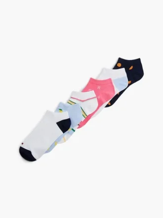 Conjunto de 6 pares de meias curtas com estampado variado Conjunto de 6 pares de meias curtas com estampado variado