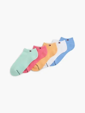 Conjunto de 6 pares de meias curtas multicoloridas