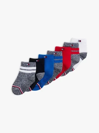 Conjunto de 7 pares de meias para bebés com riscas e lisas