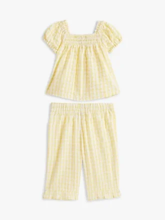 Conjunto de blusa e calças xadrez para bebés