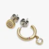 Conjunto de brincos de argola e brincos de pressão com detalhes em cristal Conjunto de brincos de argola e brincos de pressão com detalhes em cristal