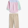 Conjunto de camisa e calças às riscas para bebés