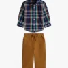 Conjunto de camisa e calças xadrez para bebés
