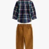 Conjunto de camisa e calças xadrez para bebés