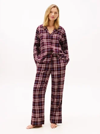 Conjunto de pijama com camisa e calças de flanela