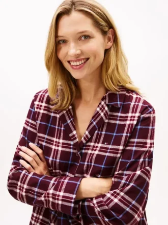 Conjunto de pijama com camisa e calças de flanela
