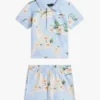 Conjunto de polo e calções com estampado floral para bebés