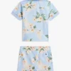Conjunto de polo e calções com estampado floral para bebés