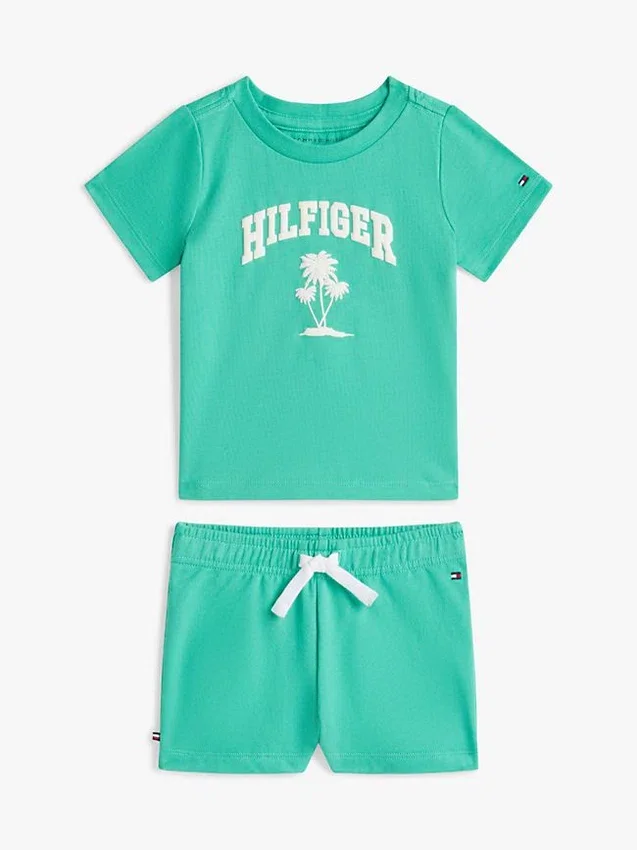 Conjunto de t-shirt e calções com logótipo de palma para bebés Conjunto de t-shirt e calções com logótipo de palma para bebés