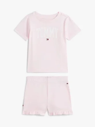 Conjunto de T-shirt e calções com logótipo Tommy para bebés