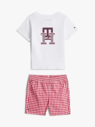 Conjunto de T-shirt e calções com monograma para bebés