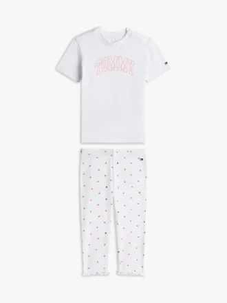 Conjunto de T-shirt e leggings com ponto de malha para bebés