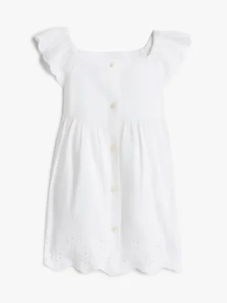 Conjunto de vestido com ilhós bordados para bebés
