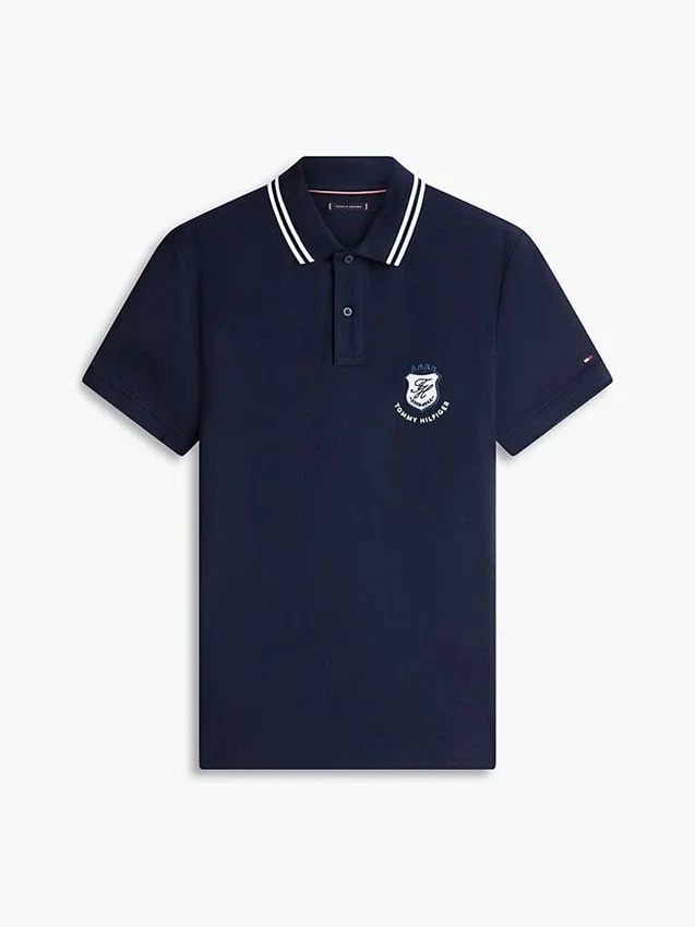 Corte regular Polo em piqué com emblema Monogram Corte regular Polo em piqué com emblema Monogram