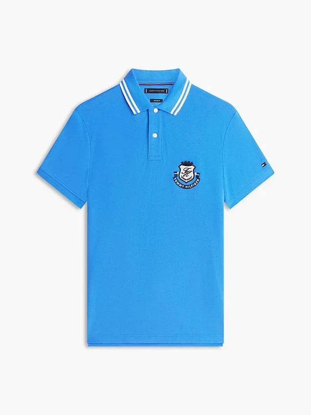 Corte regular Polo em piqué com emblema Monogram Corte regular Polo em piqué com emblema Monogram