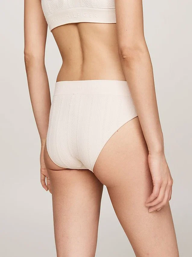Cueca biquíni com logótipo em malha Cueca biquíni com logótipo em malha
