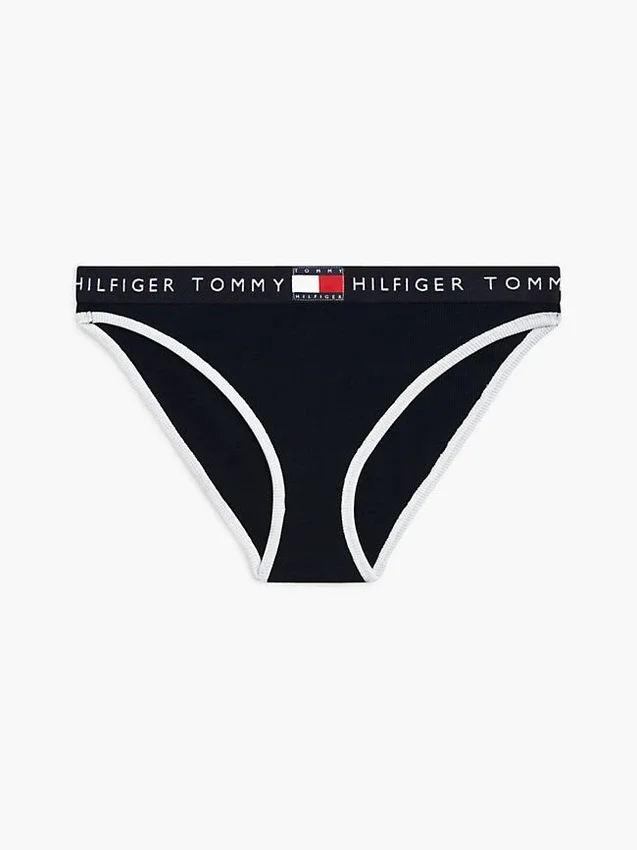Cueca biquíni em algodão elástico canelado Cueca biquíni em algodão elástico canelado