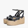 Espadrilha de plataforma com tiras de couro Espadrilha de plataforma com tiras de couro