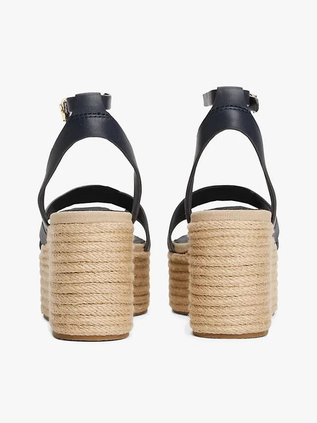 Espadrilha de plataforma com tiras de couro Espadrilha de plataforma com tiras de couro