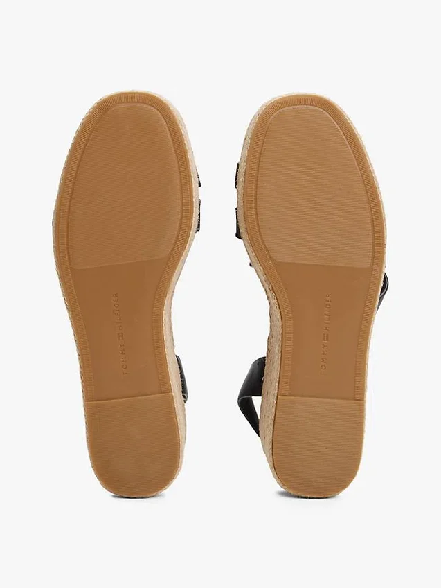 Espadrilha de plataforma com tiras de couro Espadrilha de plataforma com tiras de couro