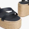 Espadrilha de plataforma com tiras de couro Espadrilha de plataforma com tiras de couro