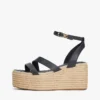 Espadrilha de plataforma com tiras de couro Espadrilha de plataforma com tiras de couro