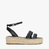 Espadrilha de plataforma com tiras torcidas em couro Espadrilha de plataforma com tiras torcidas em couro