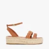 Espadrilha de plataforma com tiras torcidas em couro Espadrilha de plataforma com tiras torcidas em couro