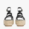 Espadrilha de plataforma com tiras torcidas em couro Espadrilha de plataforma com tiras torcidas em couro