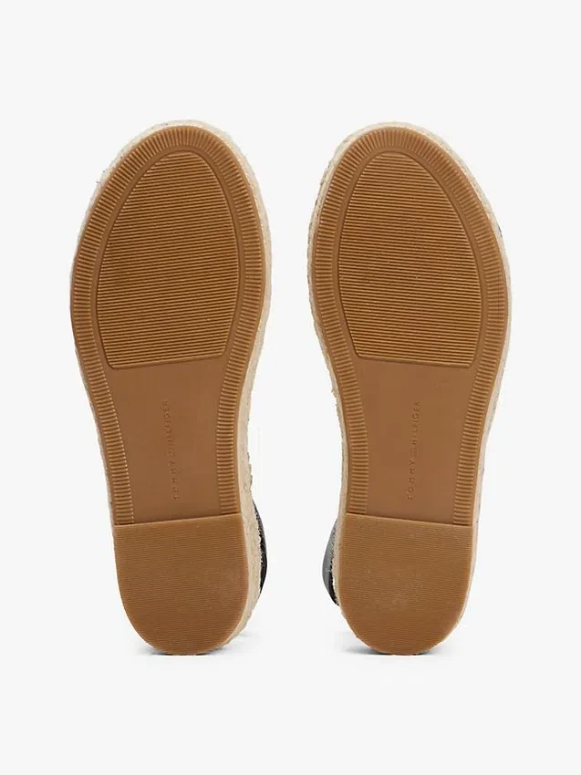 Espadrilha de plataforma com tiras torcidas em couro Espadrilha de plataforma com tiras torcidas em couro