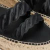 Espadrilha de plataforma com tiras torcidas em couro Espadrilha de plataforma com tiras torcidas em couro